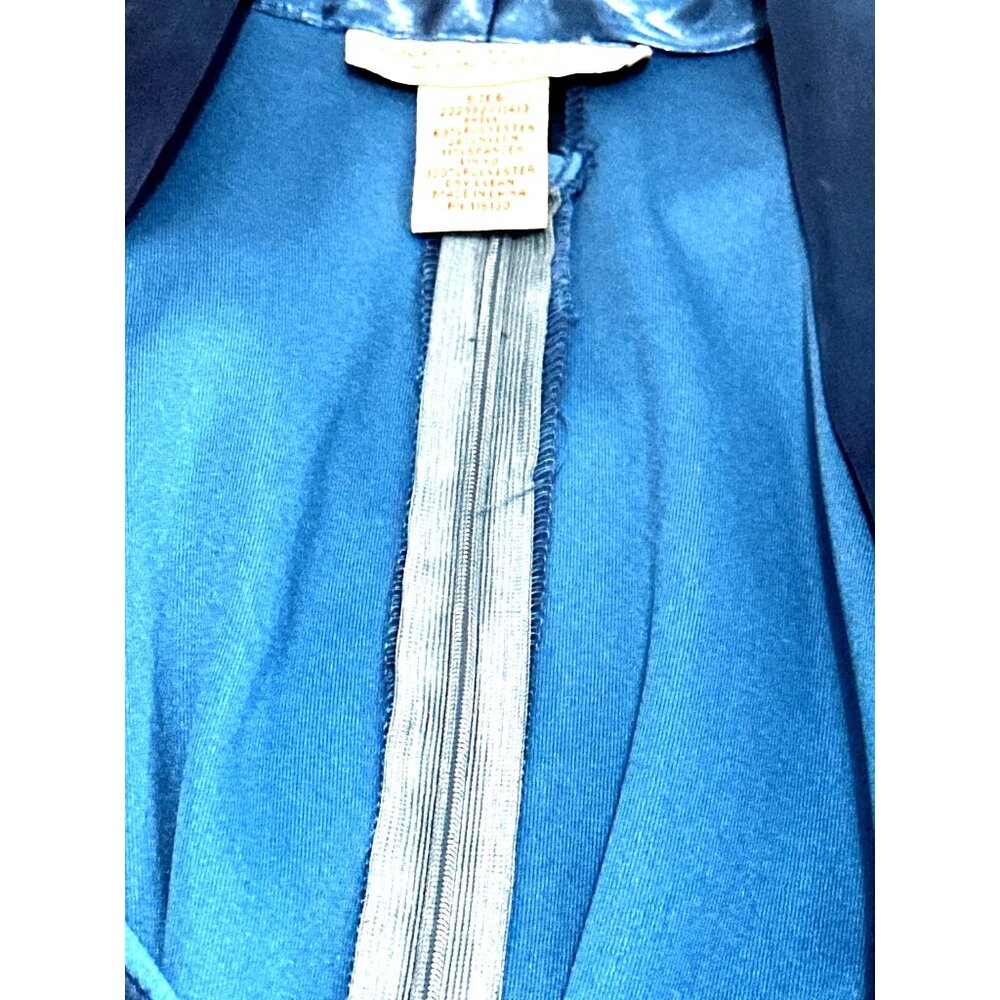 Jackie Jon New York Size 6 Teal Satin Wrap Tie Waist Top Back Zipper Luxe Shine - Picture 11 of 12